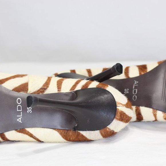 Aldo Ariane Brown & Cream Zebra Print Stilettos Size 35 Euro - Picture 9 of 11